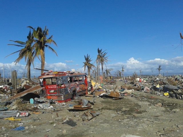 A Tacloban neighborhood completely flattened by storm surge